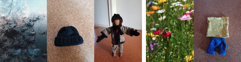 Wettergerechte Kleidung der Anziehpuppe - Frost und Sommer