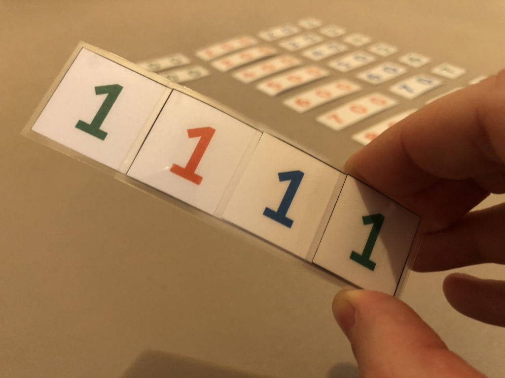 Zahlenbildung 1111 mit dem kleinen Kartensatz